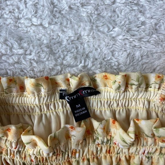 Yellow Floral Ruched Top - Picture 5 of 7